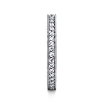 Calabria - 14K White Gold Channel Prong Diamond Eternity Band with Milgrain