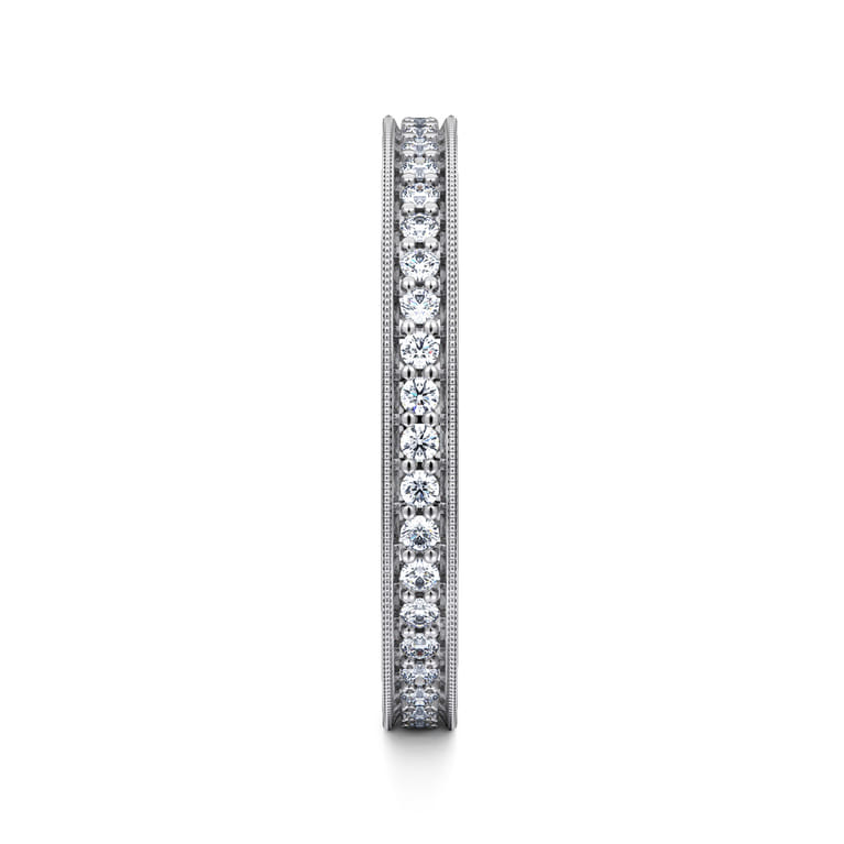 Eternity Band Wedding Ring in 14k White Gold with Round Natural Diamond at Gabriel & Co. - Shot 4