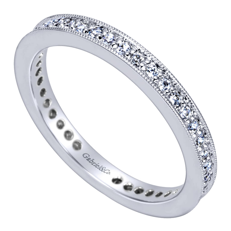 Eternity Band Wedding Ring in 14k White Gold with Round Natural Diamond at Gabriel & Co. - Shot 3