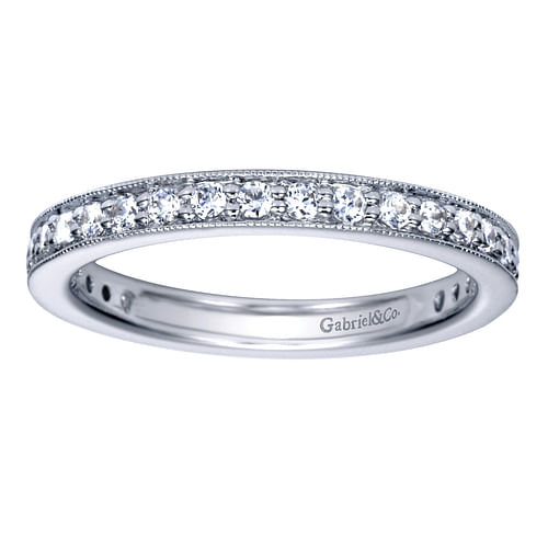 Calabria - 14K White Gold Channel Prong Diamond Eternity Band with Milgrain - 0.45 ct - Shot 4