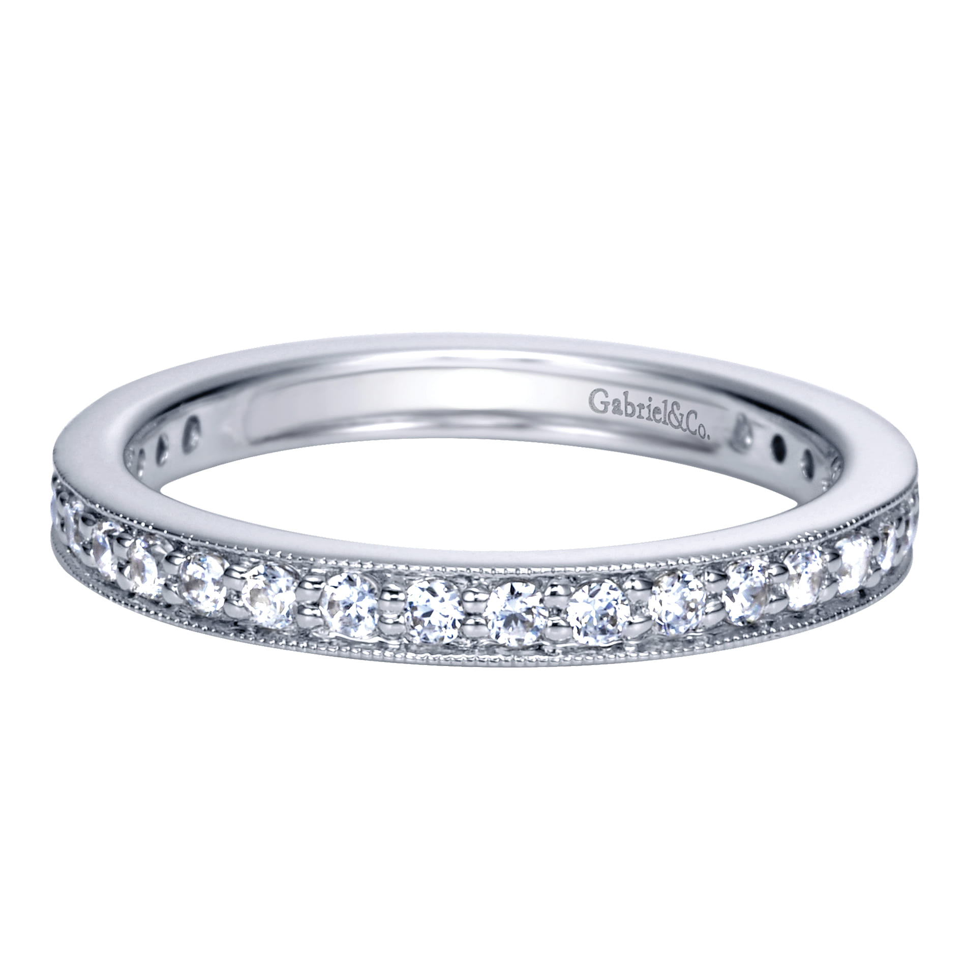Eternity Band Wedding Ring in 14k White Gold with Round Natural Diamond at Gabriel & Co. - Shot 1