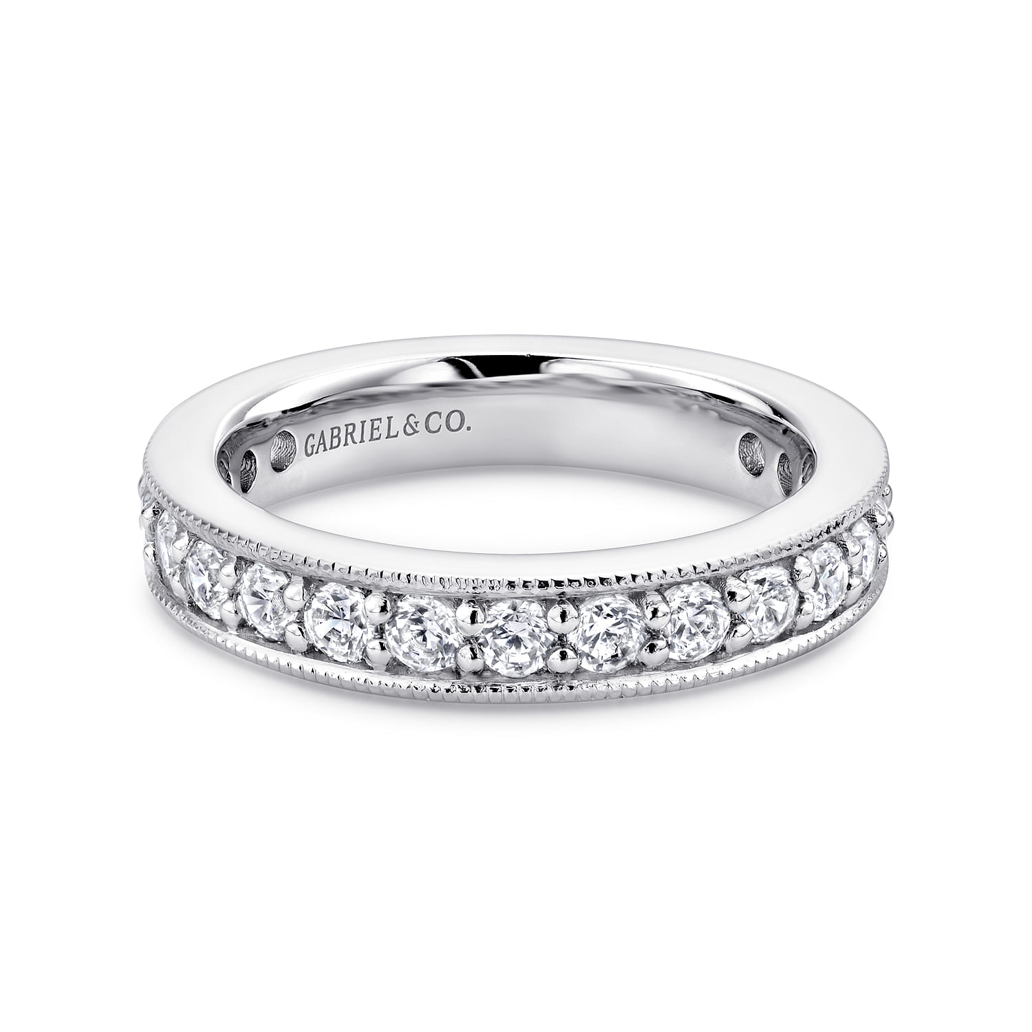 Eternity Band Wedding Ring in 14k White Gold with Round Natural Diamond at Gabriel & Co. - Shot 1
