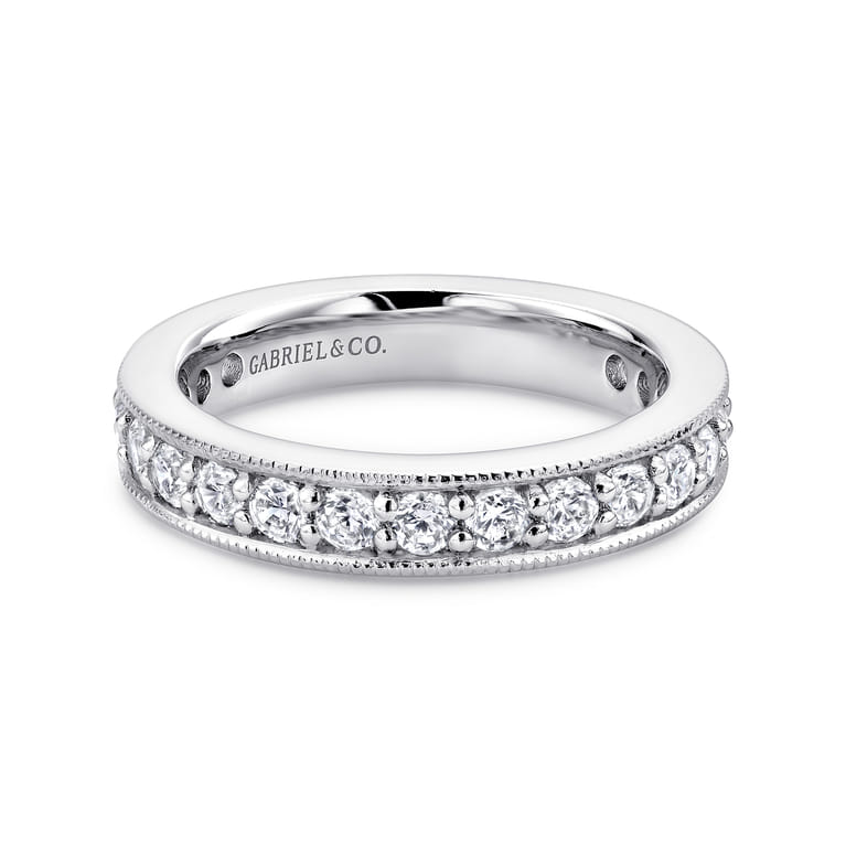 Eternity Band Wedding Ring in 14k White Gold with Round Natural Diamond at Gabriel & Co. - Shot 1