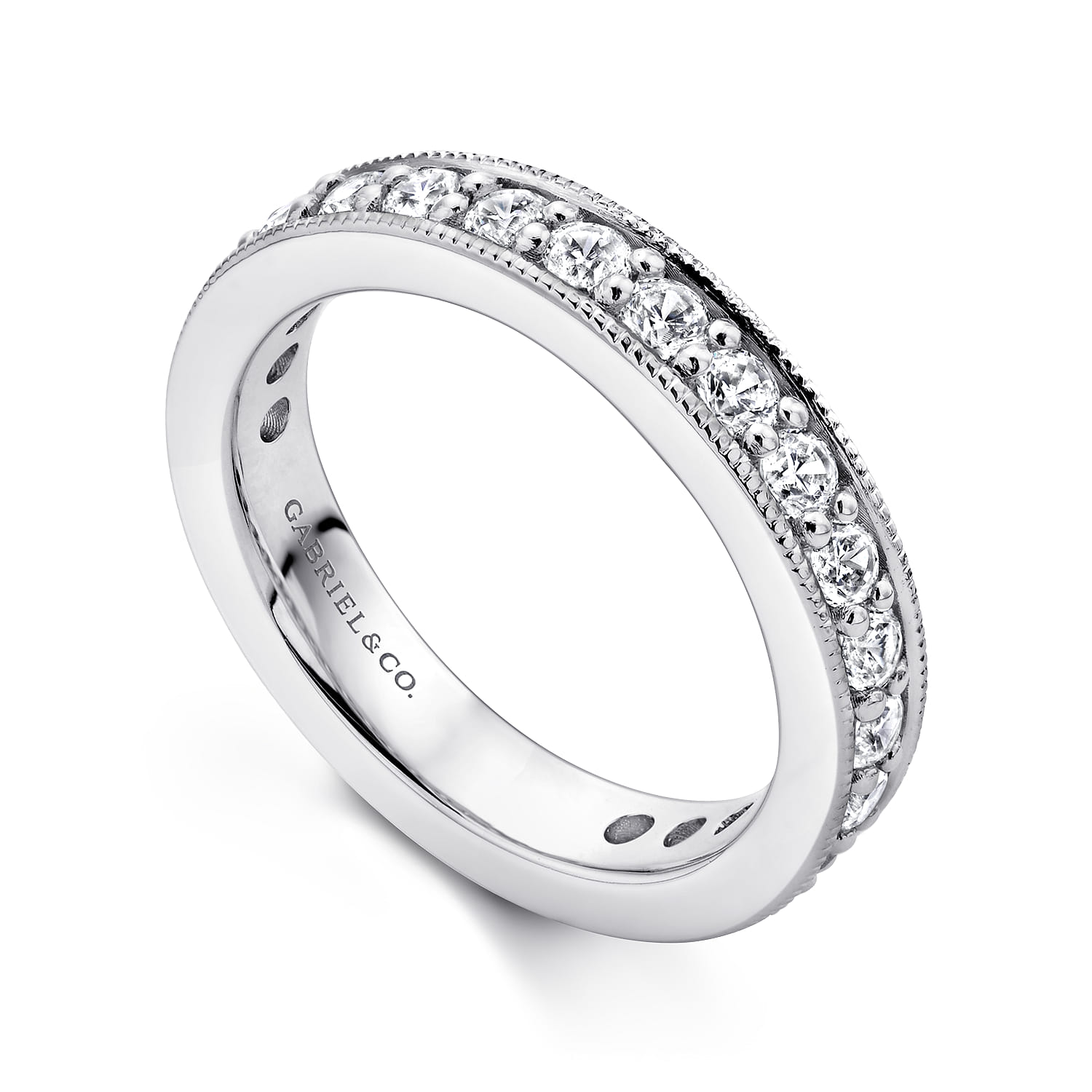 Eternity Band Wedding Ring in 14k White Gold with Round Natural Diamond at Gabriel & Co. - Shot 3