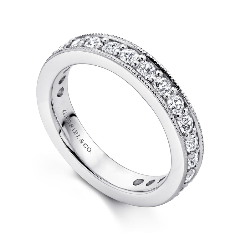 Eternity Band Wedding Ring in 14k White Gold with Round Natural Diamond at Gabriel & Co. - Shot 3