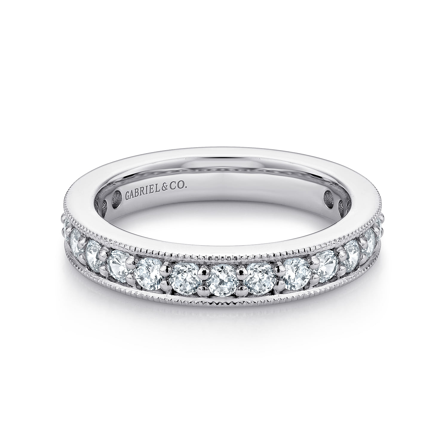 Eternity Band Wedding Ring in 14k White Gold with Round Natural Diamond at Gabriel & Co. - Shot 1