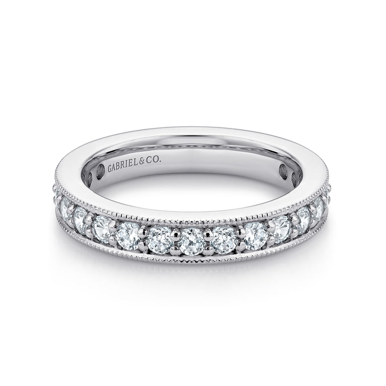 Eternity Band Wedding Ring in 14k White Gold with Round Natural Diamond at Gabriel & Co. - Shot 1