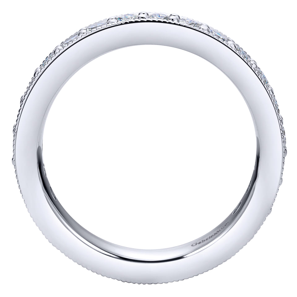 Eternity Band Wedding Ring in 14k White Gold with Round Natural Diamond at Gabriel & Co. - Shot 2