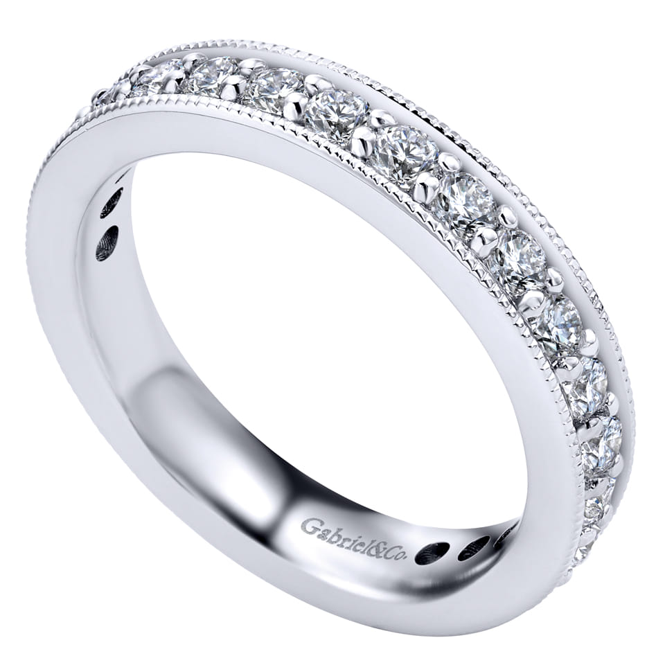 Eternity Band Wedding Ring in 14k White Gold with Round Natural Diamond at Gabriel & Co. - Shot 3
