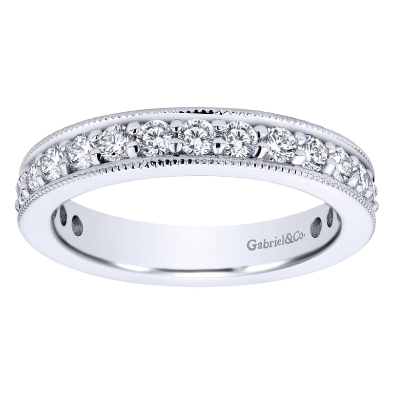Eternity Band Wedding Ring in 14k White Gold with Round Natural Diamond at Gabriel & Co. - Shot 4