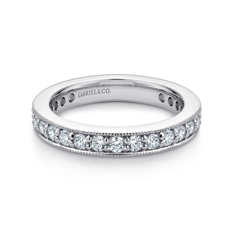 Eternity Band Wedding Ring in 14k White Gold with Round Natural Diamond at Gabriel & Co. - Shot 1