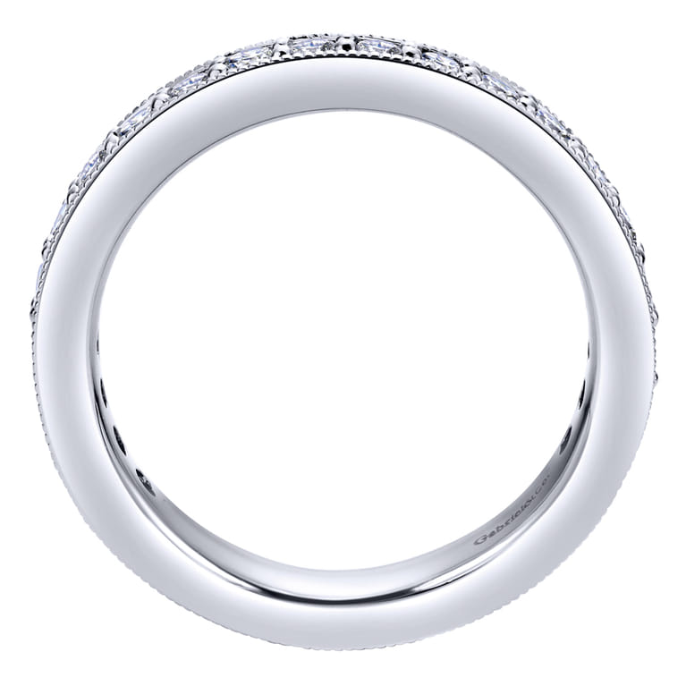 Eternity Band Wedding Ring in 14k White Gold with Round Natural Diamond at Gabriel & Co. - Shot 2