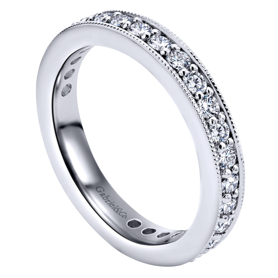 Eternity Band Wedding Ring in 14k White Gold with Round Natural Diamond at Gabriel & Co. - Shot 3