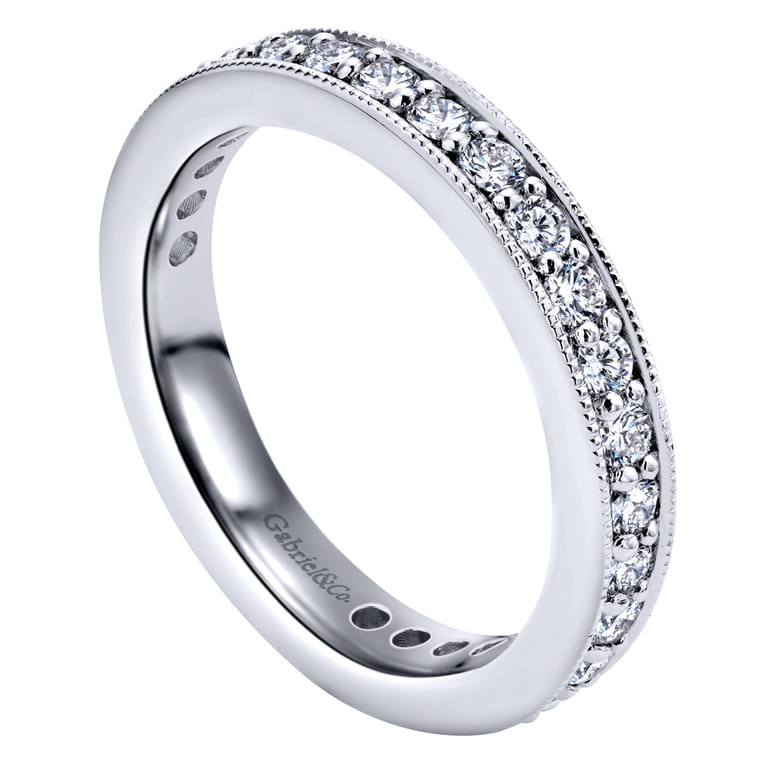 Eternity Band Wedding Ring in 14k White Gold with Round Natural Diamond at Gabriel & Co. - Shot 3