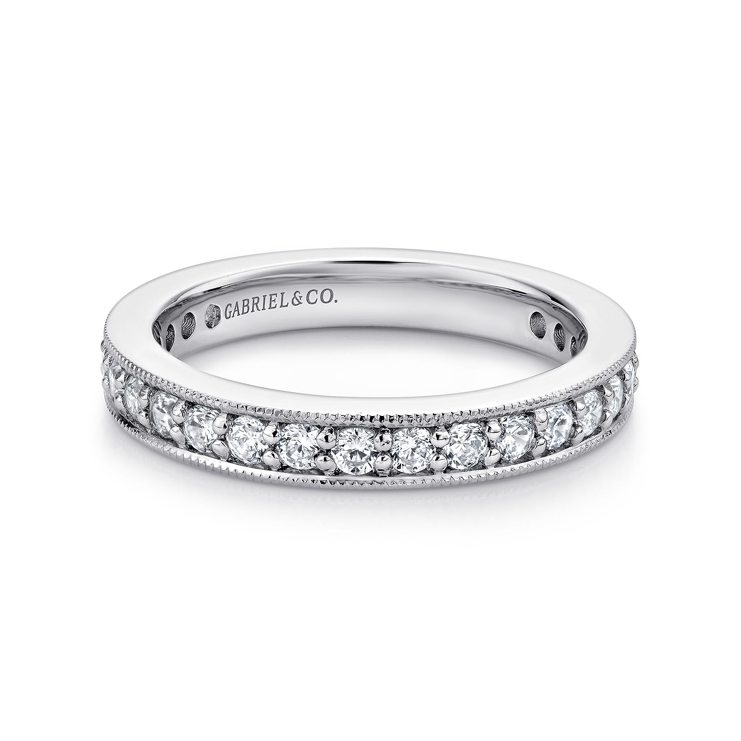 Eternity Band Wedding Ring in 14k White Gold with Round Natural Diamond at Gabriel & Co. - Shot 1
