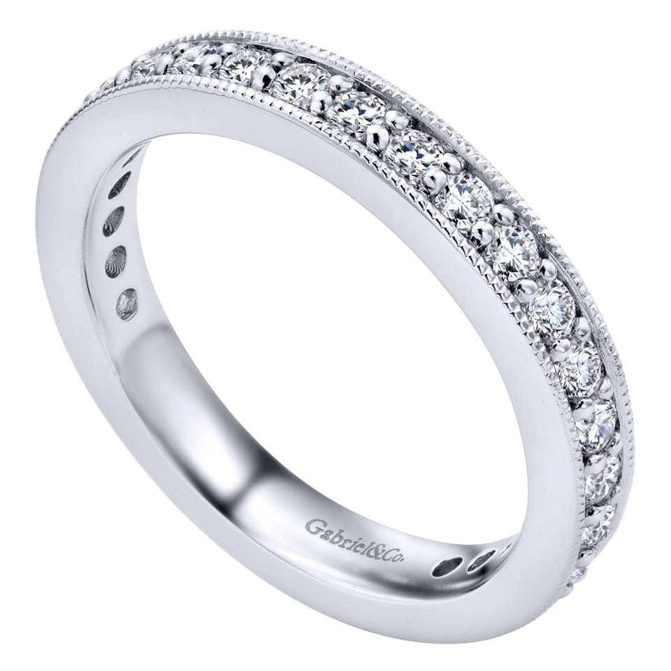 Eternity Band Wedding Ring in 14k White Gold with Round Natural Diamond at Gabriel & Co. - Shot 3