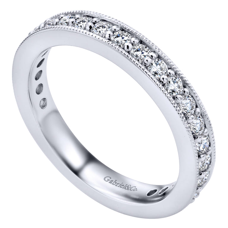 Eternity Band Wedding Ring in 14k White Gold with Round Natural Diamond at Gabriel & Co. - Shot 3