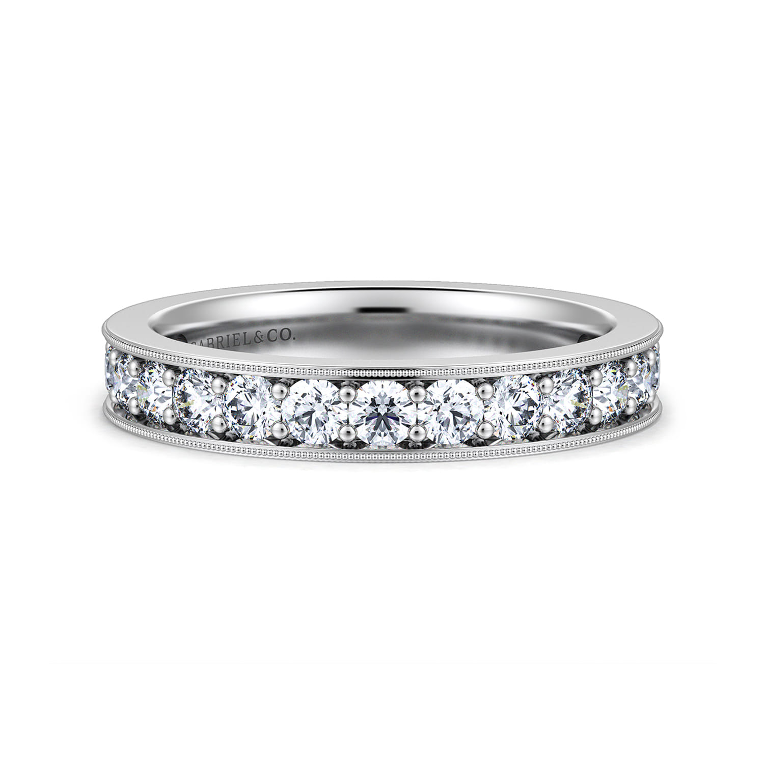 Eternity Band Wedding Ring in 14k White Gold with Round Natural Diamond at Gabriel & Co. - Shot 1