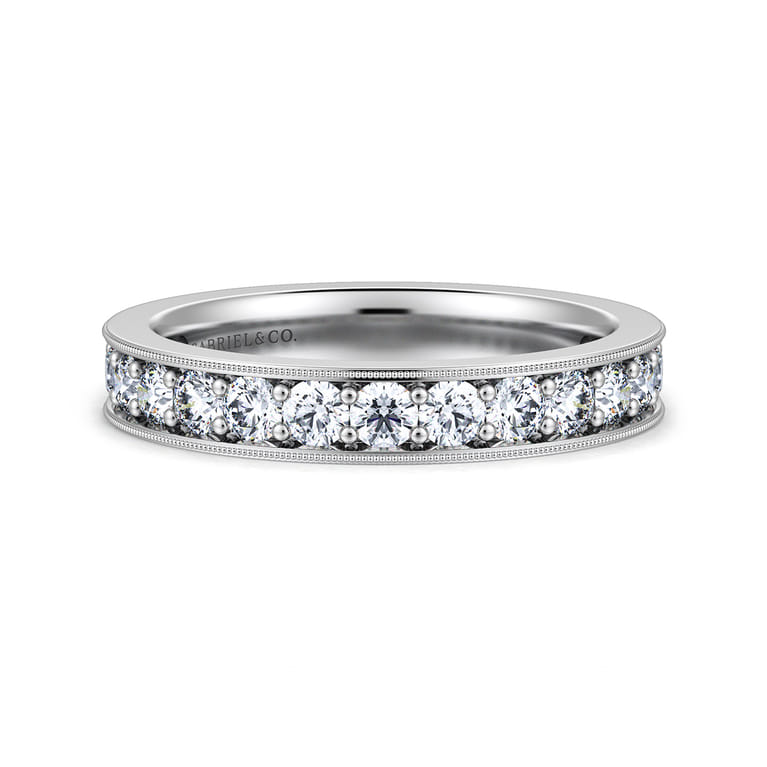 Eternity Band Wedding Ring in 14k White Gold with Round Natural Diamond at Gabriel & Co. - Shot 1