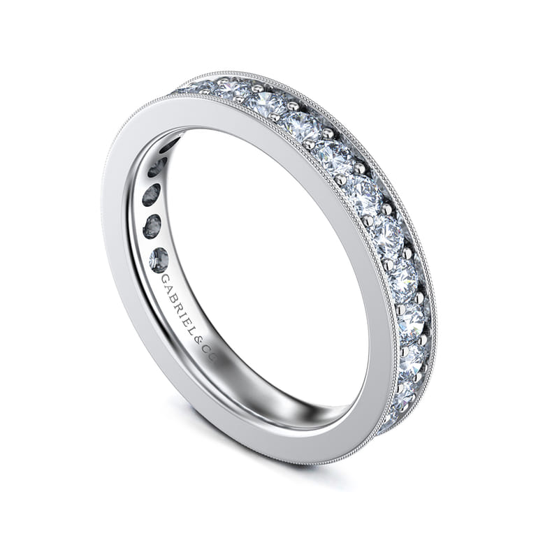 Eternity Band Wedding Ring in 14k White Gold with Round Natural Diamond at Gabriel & Co. - Shot 3