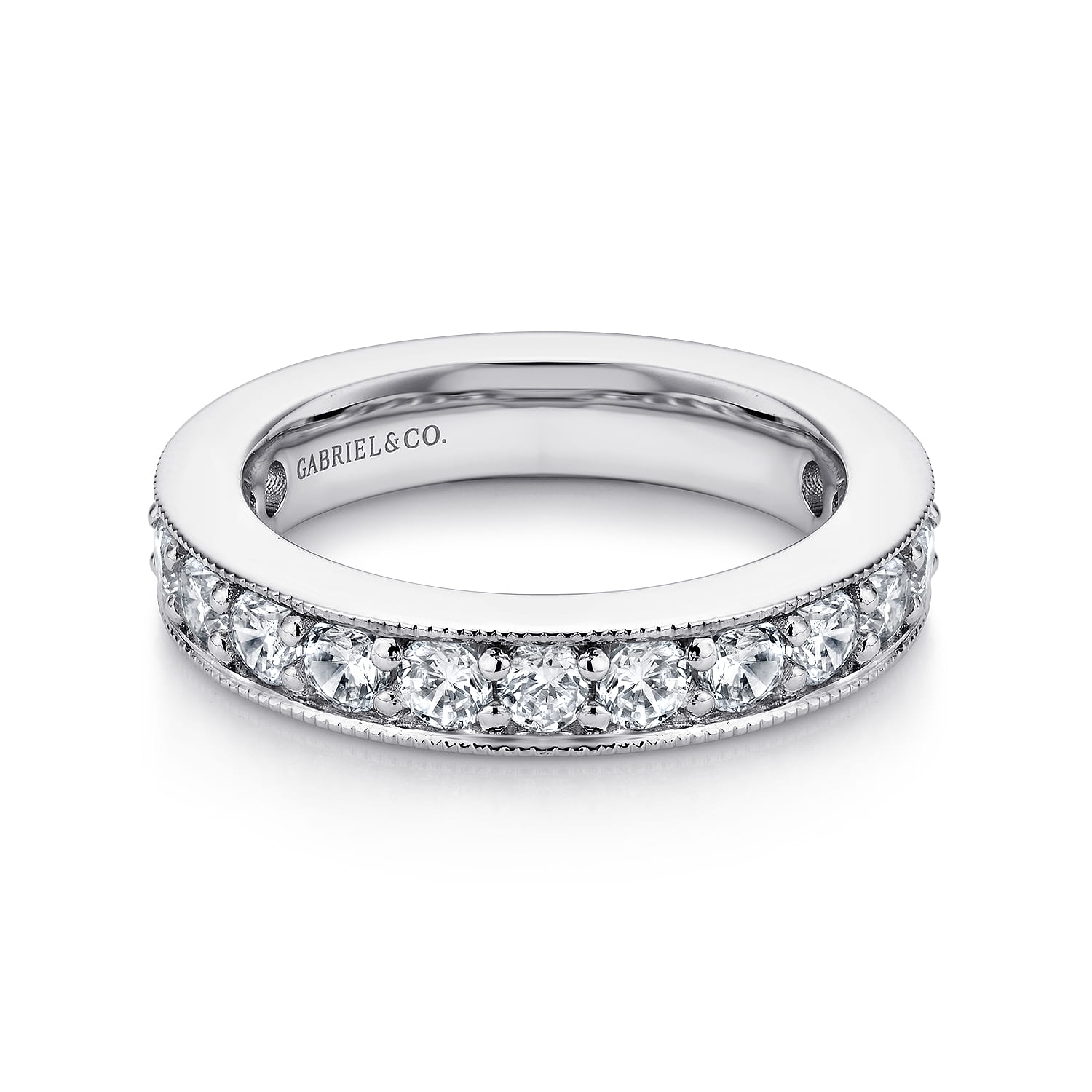 Eternity Band Wedding Ring in 14k White Gold with Round Natural Diamond at Gabriel & Co. - Shot 1