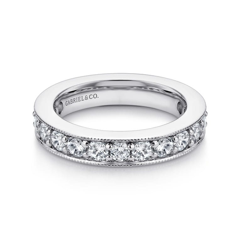 Eternity Band Wedding Ring in 14k White Gold with Round Natural Diamond at Gabriel & Co. - Shot 1