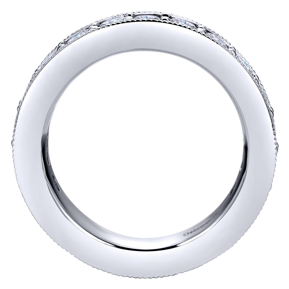 Eternity Band Wedding Ring in 14k White Gold with Round Natural Diamond at Gabriel & Co. - Shot 2