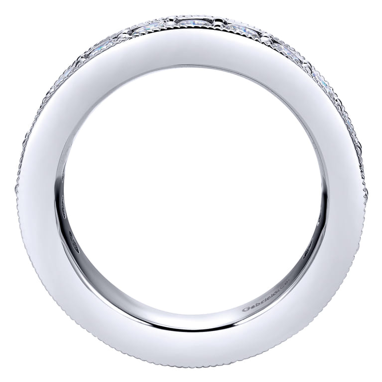 Eternity Band Wedding Ring in 14k White Gold with Round Natural Diamond at Gabriel & Co. - Shot 2