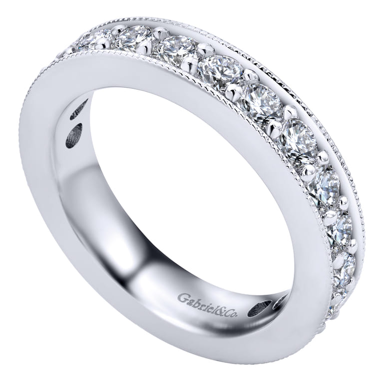 Eternity Band Wedding Ring in 14k White Gold with Round Natural Diamond at Gabriel & Co. - Shot 3