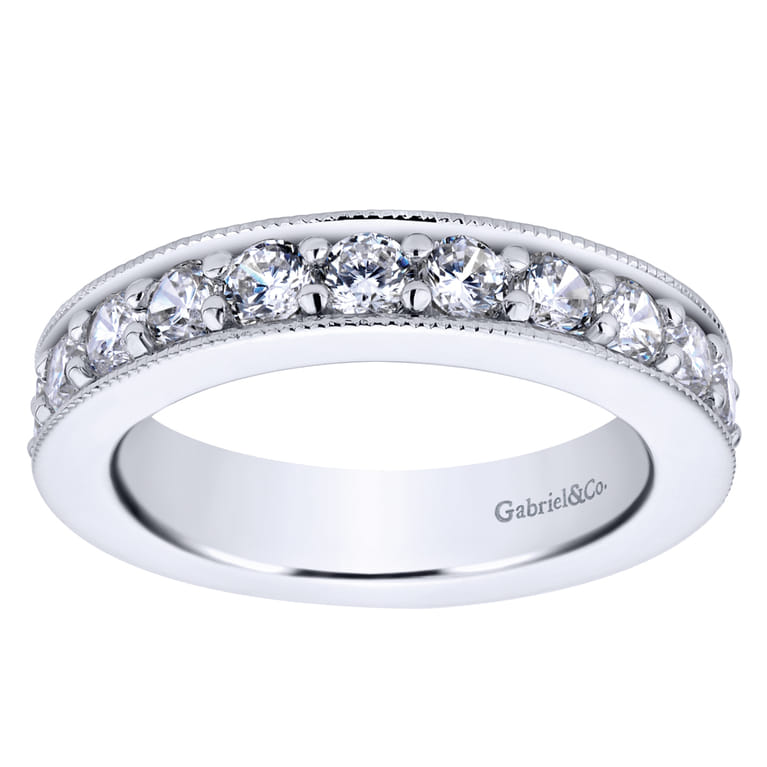 Eternity Band Wedding Ring in 14k White Gold with Round Natural Diamond at Gabriel & Co. - Shot 4