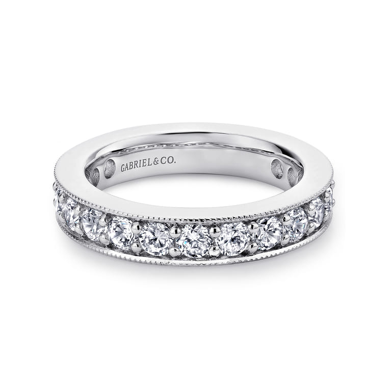 Eternity Band Wedding Ring in 14k White Gold with Round Natural Diamond at Gabriel & Co. - Shot 1