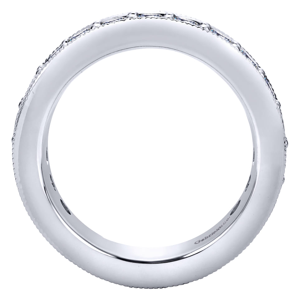 Eternity Band Wedding Ring in 14k White Gold with Round Natural Diamond at Gabriel & Co. - Shot 2