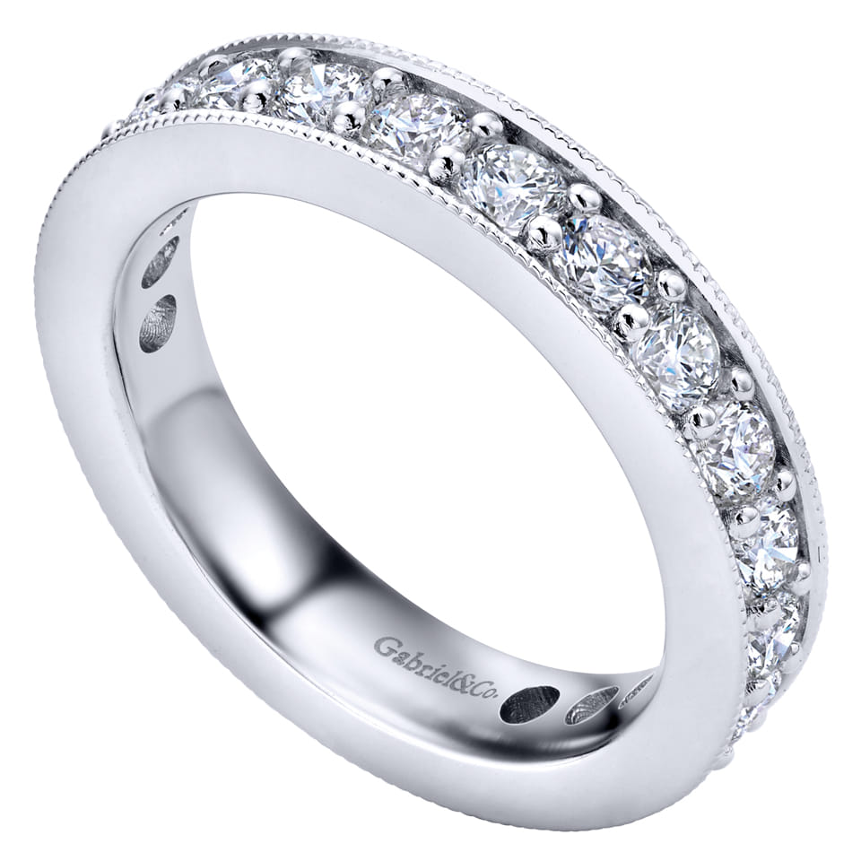 Eternity Band Wedding Ring in 14k White Gold with Round Natural Diamond at Gabriel & Co. - Shot 3