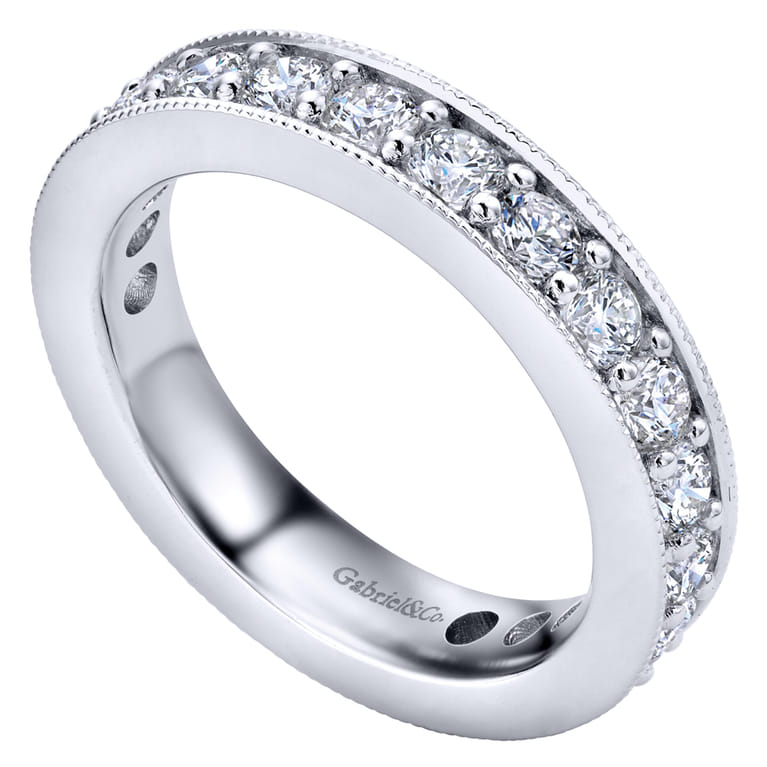 Eternity Band Wedding Ring in 14k White Gold with Round Natural Diamond at Gabriel & Co. - Shot 3