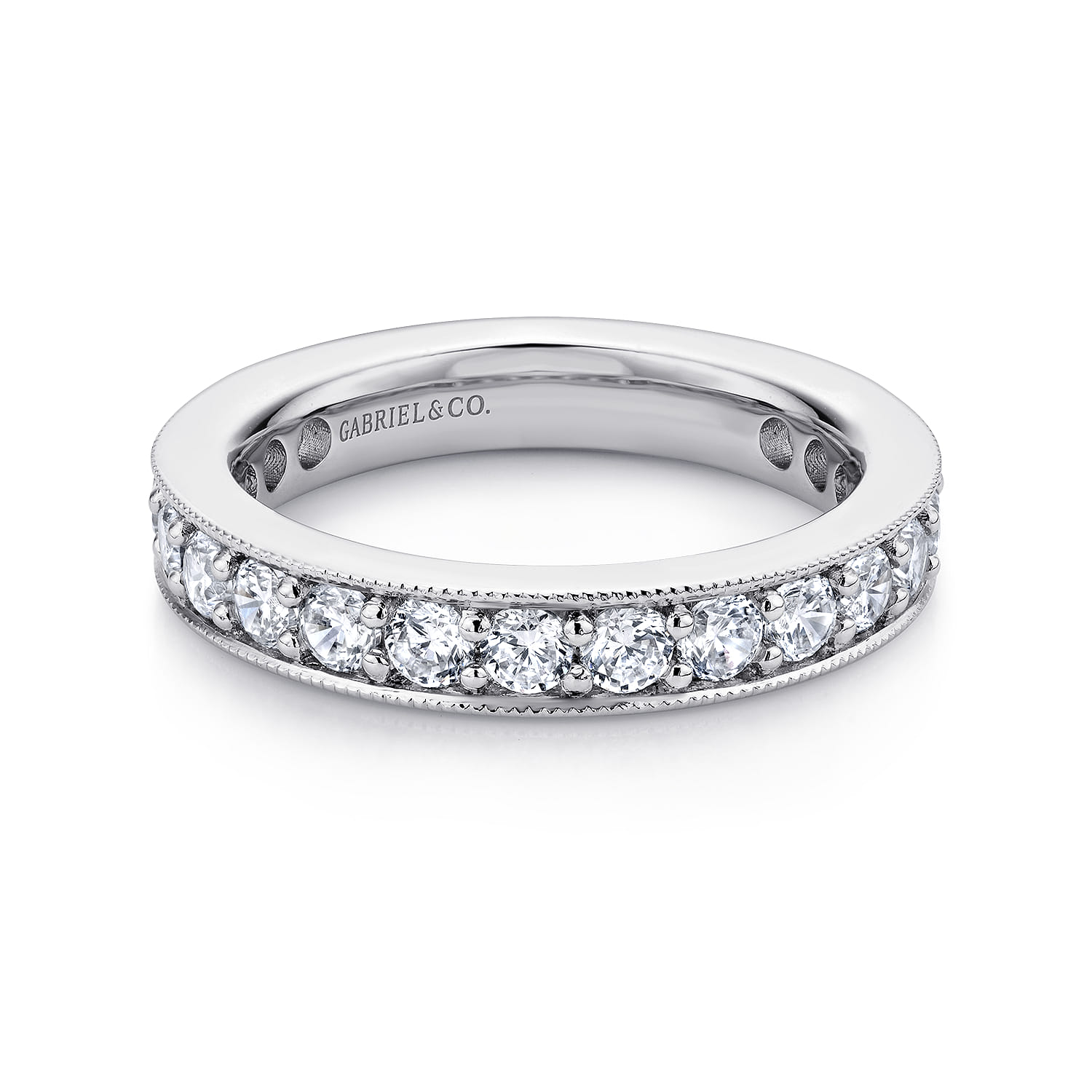 Eternity Band Wedding Ring in 14k White Gold with Round Natural Diamond at Gabriel & Co. - Shot 1