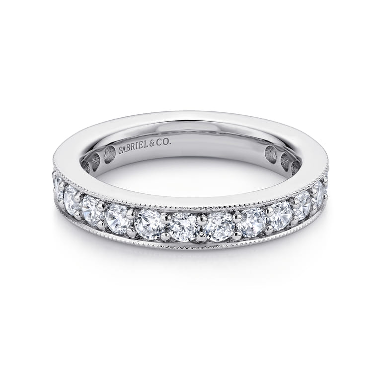 Eternity Band Wedding Ring in 14k White Gold with Round Natural Diamond at Gabriel & Co. - Shot 1