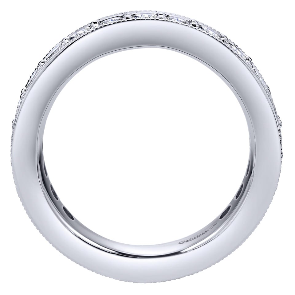 Eternity Band Wedding Ring in 14k White Gold with Round Natural Diamond at Gabriel & Co. - Shot 2