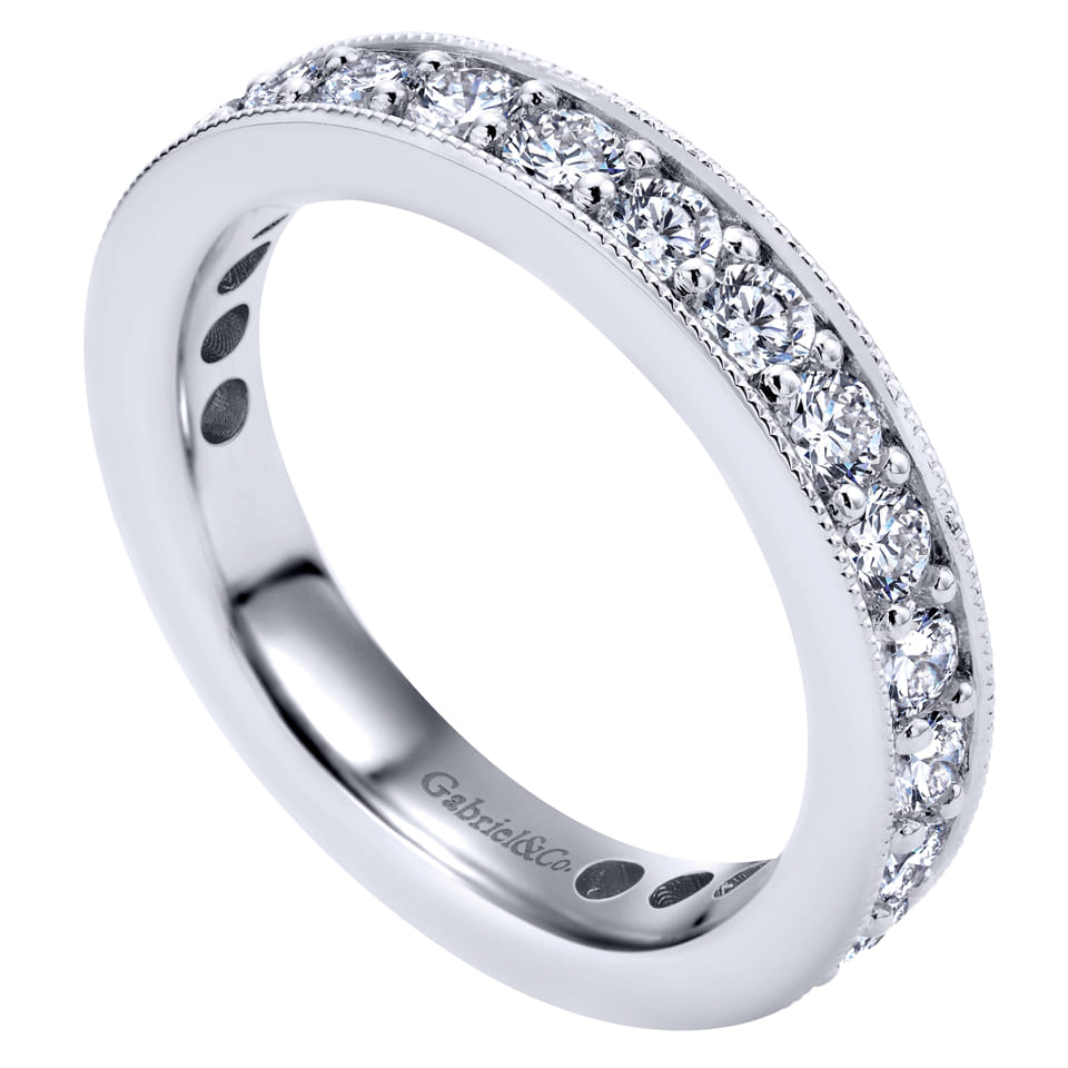 Eternity Band Wedding Ring in 14k White Gold with Round Natural Diamond at Gabriel & Co. - Shot 3