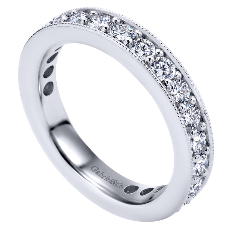 Eternity Band Wedding Ring in 14k White Gold with Round Natural Diamond at Gabriel & Co. - Shot 3