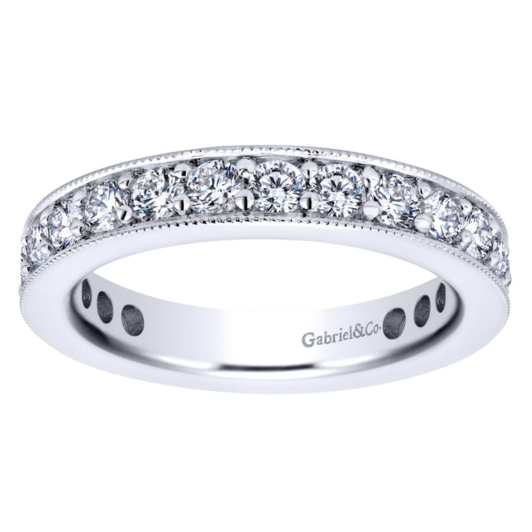 Eternity Band Wedding Ring in 14k White Gold with Round Natural Diamond at Gabriel & Co. - Shot 4
