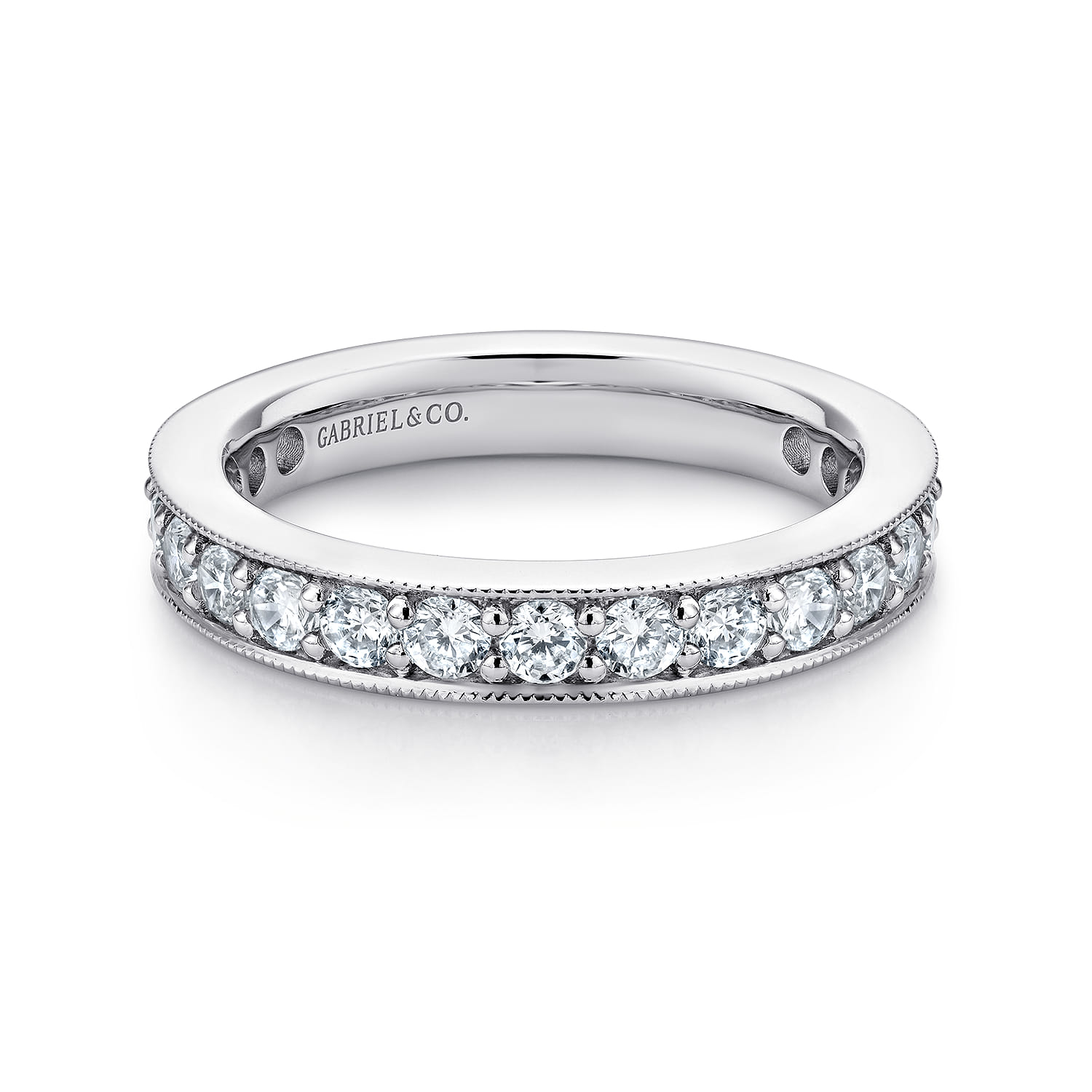 Eternity Band Wedding Ring in 14k White Gold with Round Natural Diamond at Gabriel & Co. - Shot 1