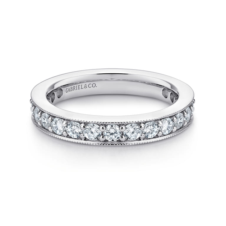 Eternity Band Wedding Ring in 14k White Gold with Round Natural Diamond at Gabriel & Co. - Shot 1