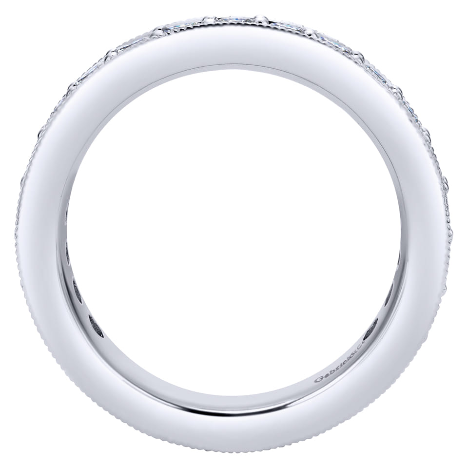 Eternity Band Wedding Ring in 14k White Gold with Round Natural Diamond at Gabriel & Co. - Shot 2