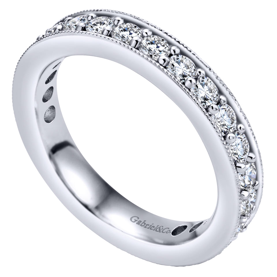 Eternity Band Wedding Ring in 14k White Gold with Round Natural Diamond at Gabriel & Co. - Shot 3