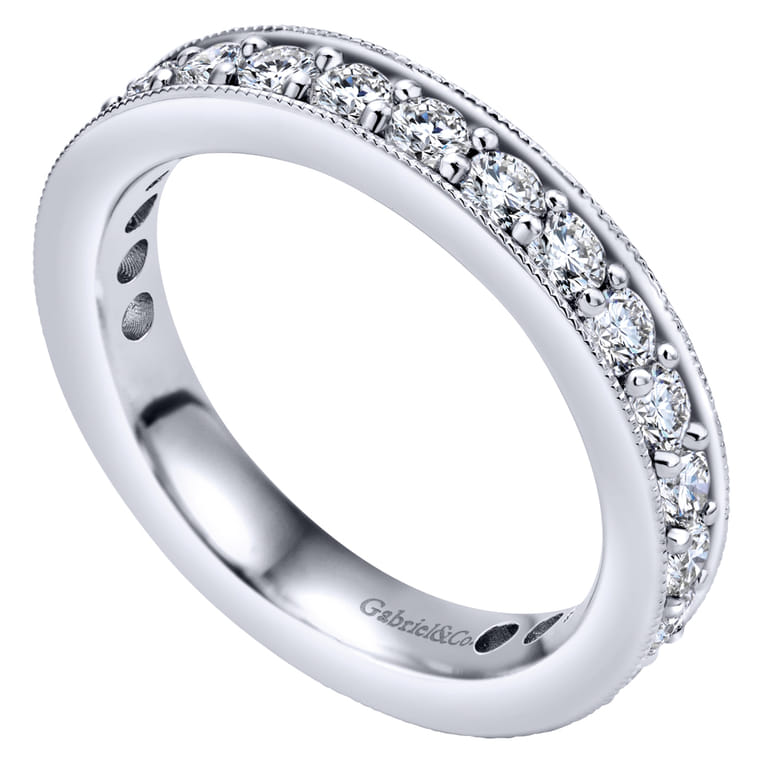 Eternity Band Wedding Ring in 14k White Gold with Round Natural Diamond at Gabriel & Co. - Shot 3
