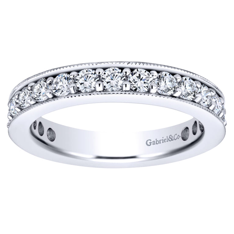 Eternity Band Wedding Ring in 14k White Gold with Round Natural Diamond at Gabriel & Co. - Shot 4