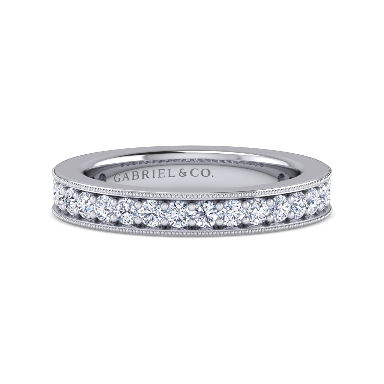 Eternity Band Wedding Ring in 14k White Gold with Round Natural Diamond at Gabriel & Co. - Shot 1