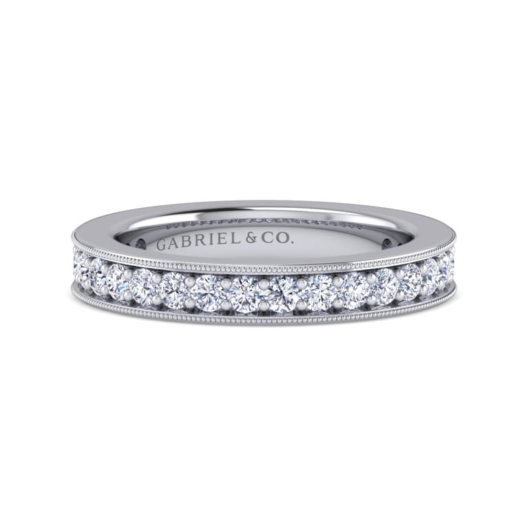 Eternity Band Wedding Ring in 14k White Gold with Round Natural Diamond at Gabriel & Co. - Shot 1