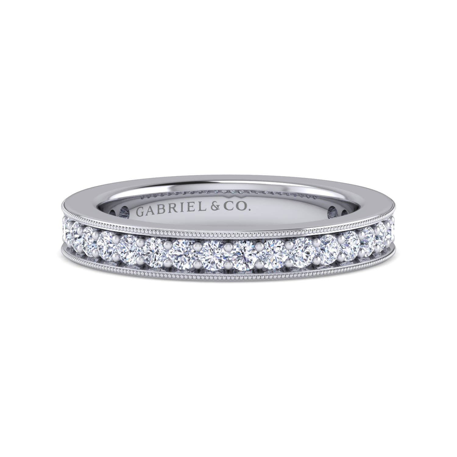Eternity Band Wedding Ring in 14k White Gold with Round Natural Diamond at Gabriel & Co. - Shot 1