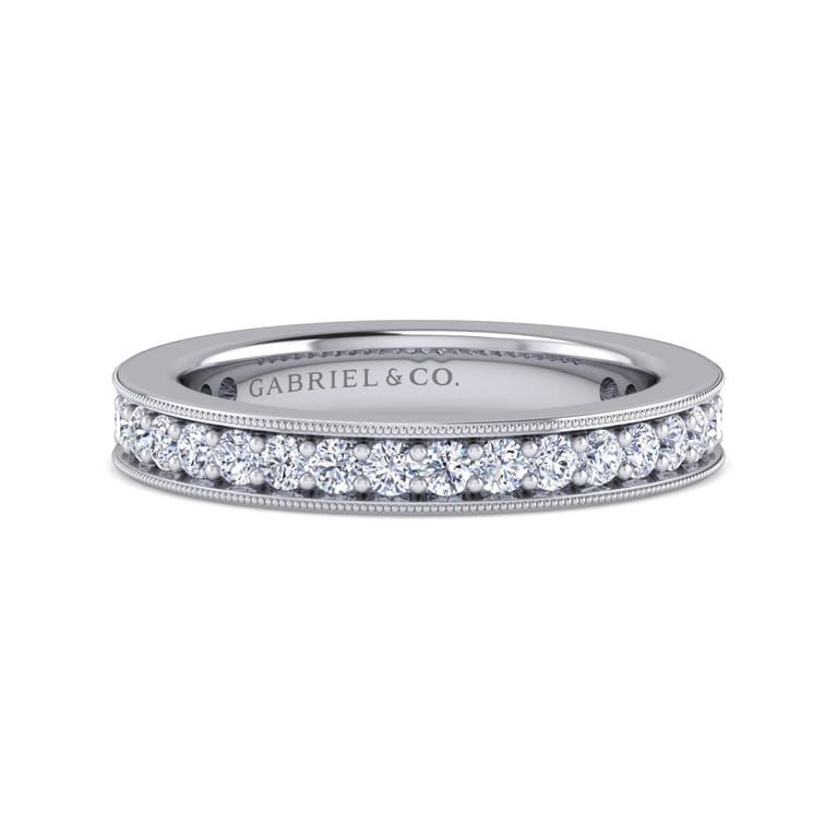 Eternity Band Wedding Ring in 14k White Gold with Round Natural Diamond at Gabriel & Co. - Shot 1